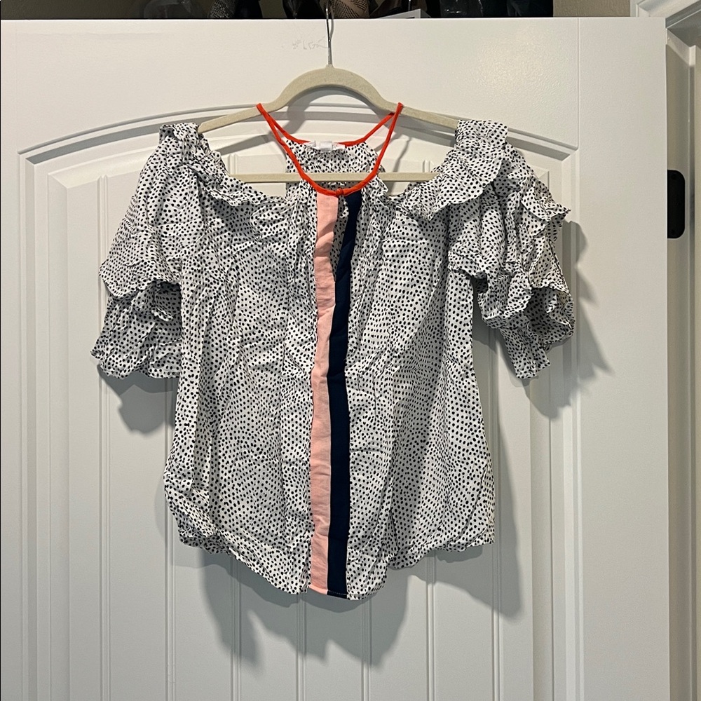 THML Polka Dot Blouse with Orange Trim
